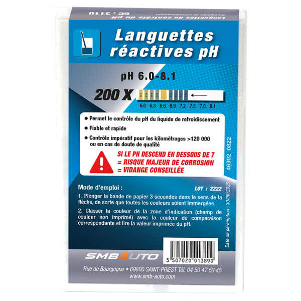 Boîte languettes réactives Réf. 3110